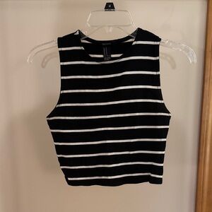 Forever 21 Black and White Striped Crop Top